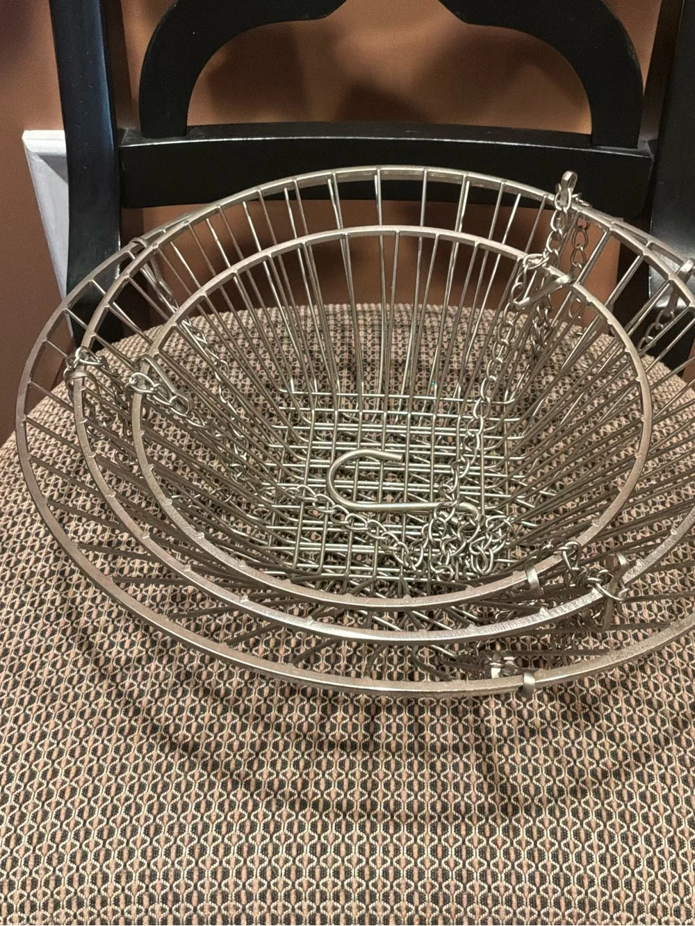 Hanging Sliver Wire Basket Cottagecore Farmhouse Kitchen Storage-Three Tiered